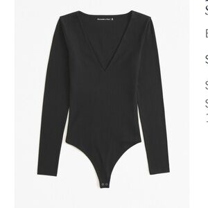 NWT Abercrombie Long-Sleeve Cotton Blend Seamless V Neck Bodysuit